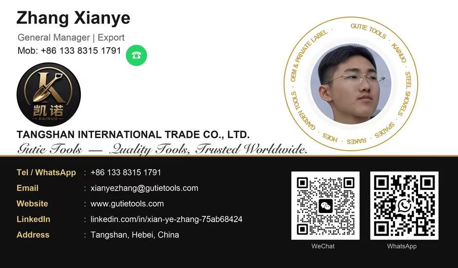 Business card - Zhang Xianye, General Manager, Gutie Tools / Tangshan International Trade Co., Ltd.